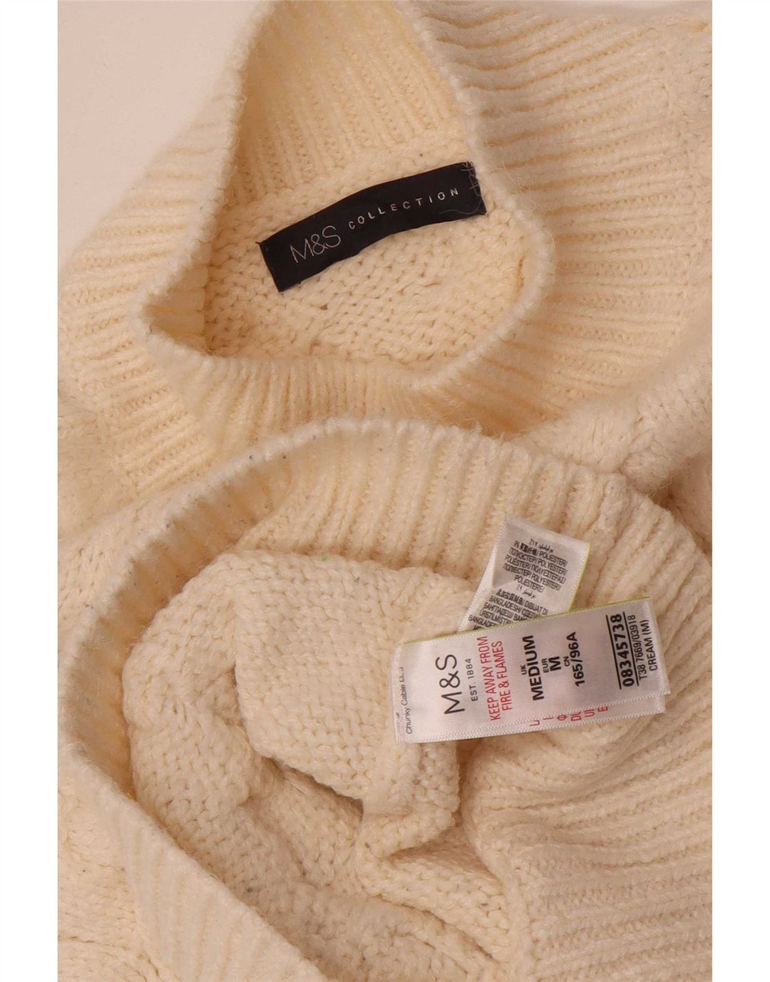 Marks & Spencer Damski sweter z golfem, UK 14, średni beż