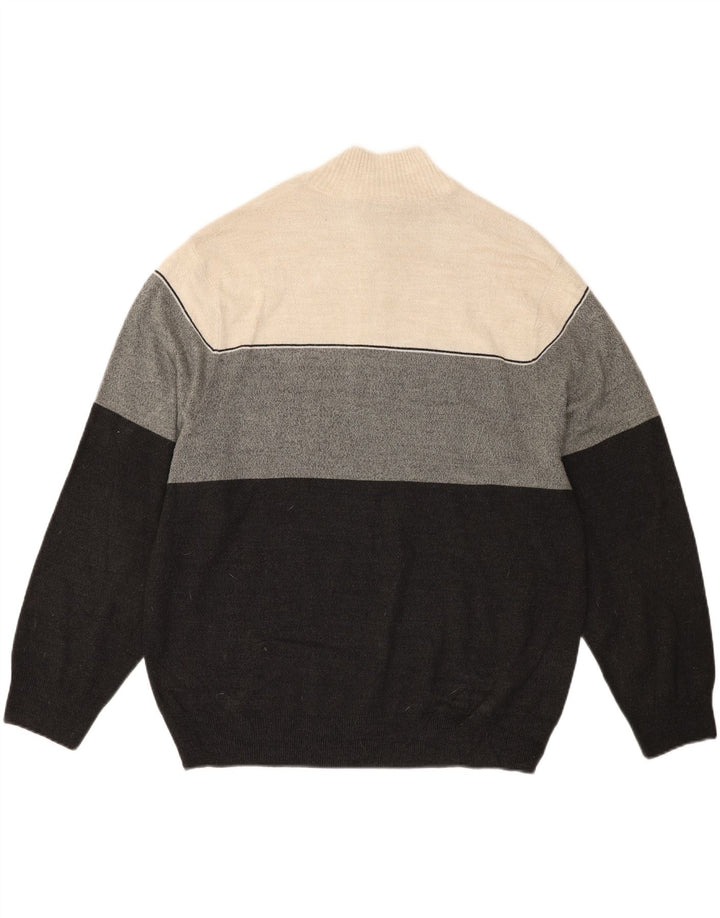 DOCKERS Mens Zip Neck Jumper Sweater 2XL Multicoloured Colourblock Acrylic Vintage Dockers and Second-Hand Dockers from Messina Hembry 