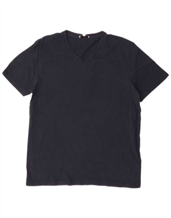 REISS Womens T-Shirt Top Large Navy Blue Cotton