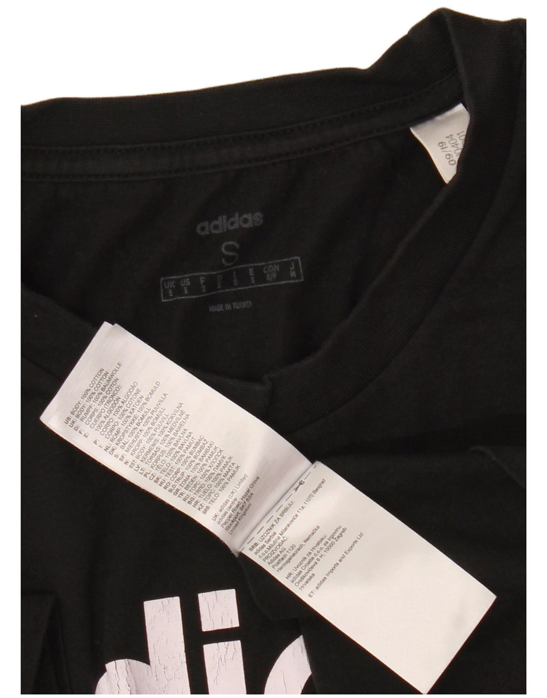 Męski T-shirt z grafiką ADIDAS, mały, czarny, bawełniany