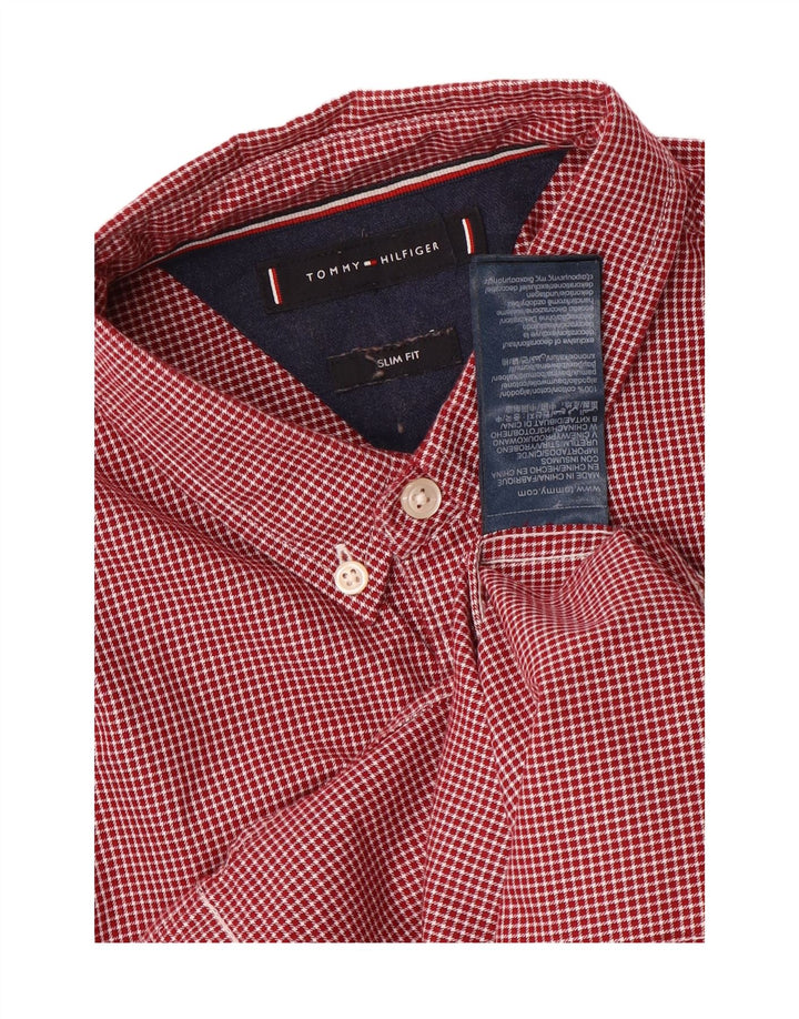 TOMMY HILFIGER Męska koszula o dopasowanym kroju, bawełniana w średnią czerwoną pepitkę