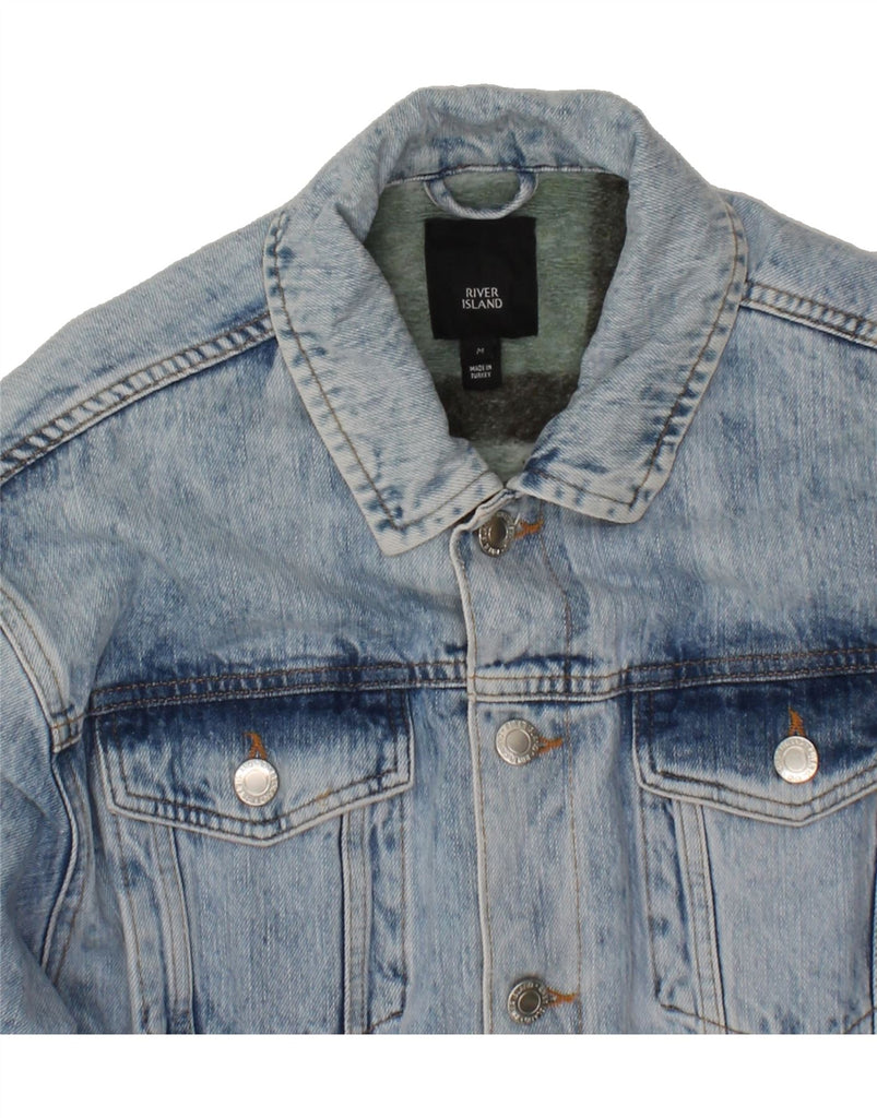 RIVER ISLAND Mens Denim Jacket UK 38 Medium Blue Cotton Vintage River Island and Second-Hand River Island from Messina Hembry 