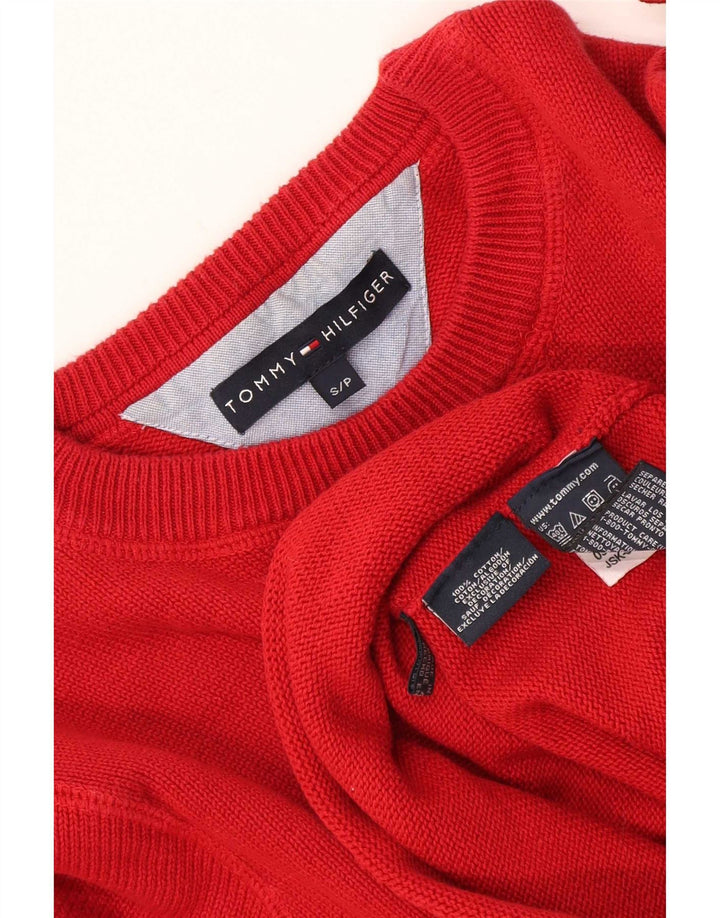 Męski sweter z okrągłym dekoltem Tommy Hilfiger, mały, czerwony, bawełniany