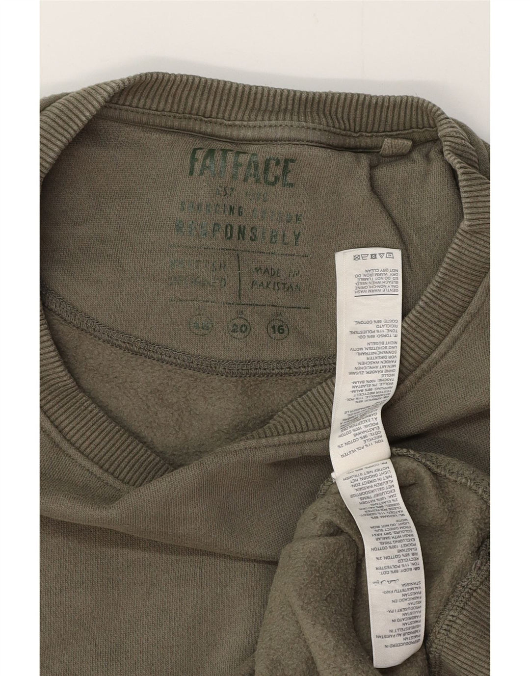 Damski sweter oversize FAT FACE UK 16, duży, bawełniany khaki