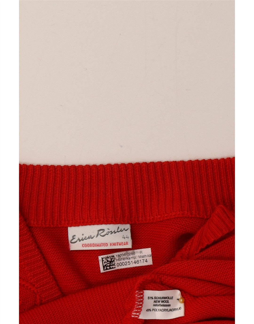 Sweter damski w stylu vintage, EU 44 XL, czerwona wełna