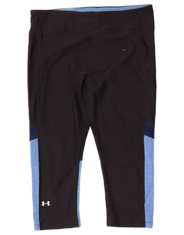 Damskie legginsy Under Armour Heat Gear Capri UK 14, duże czarne bloki kolorów