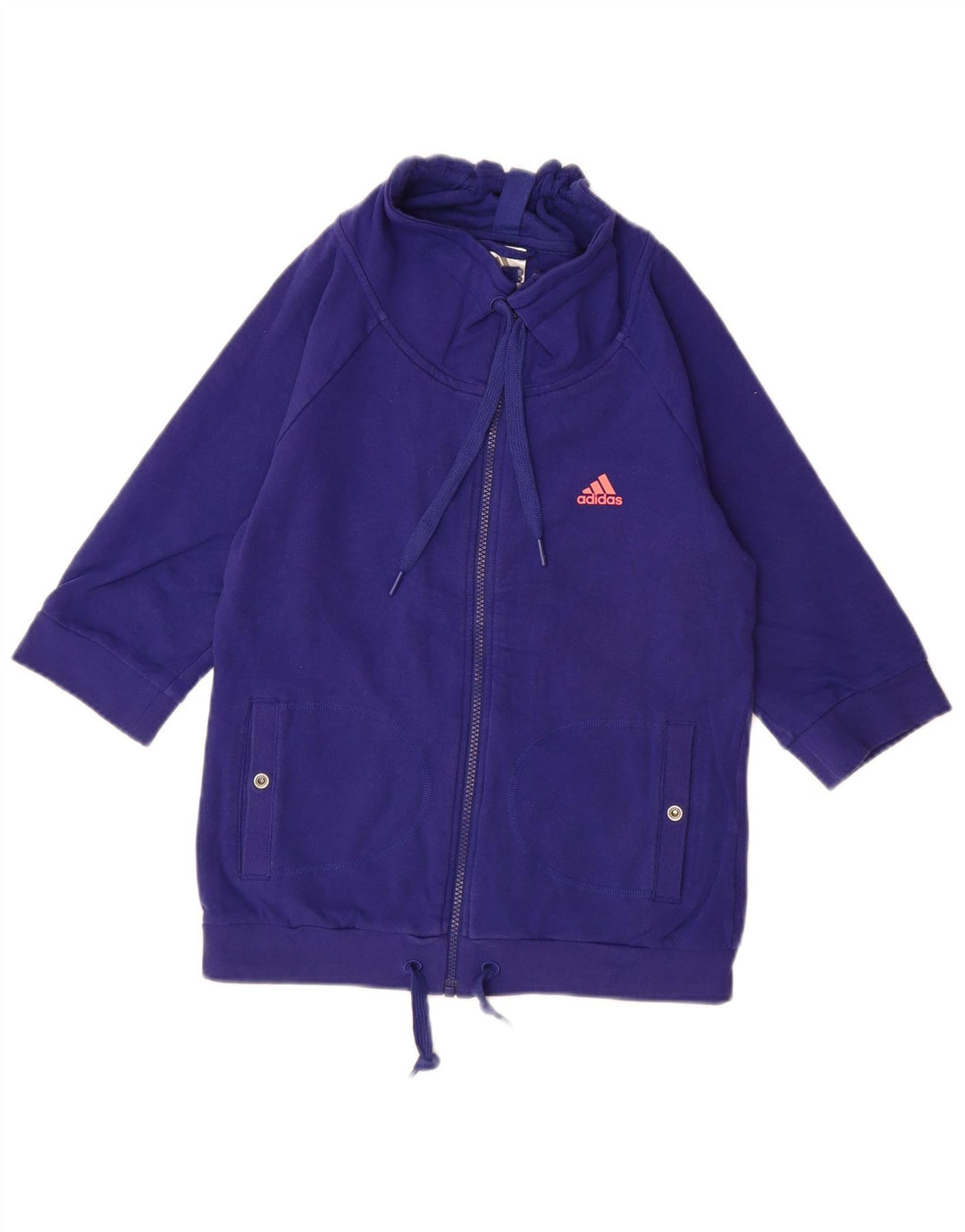 Damski sweter ADIDAS z rękawem 3/4, UK 10, mały, niebieski, bawełniany