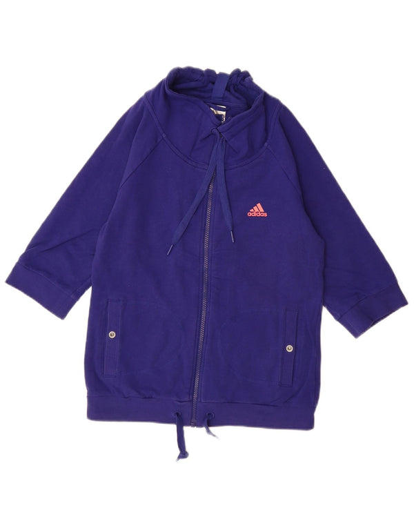 Damski sweter ADIDAS z rękawem 3/4, UK 10, mały, niebieski, bawełniany