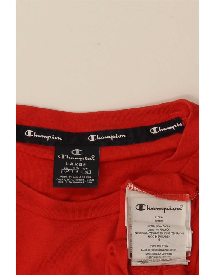 Męski T-shirt Champion z grafiką, duży, czerwony, bawełniany