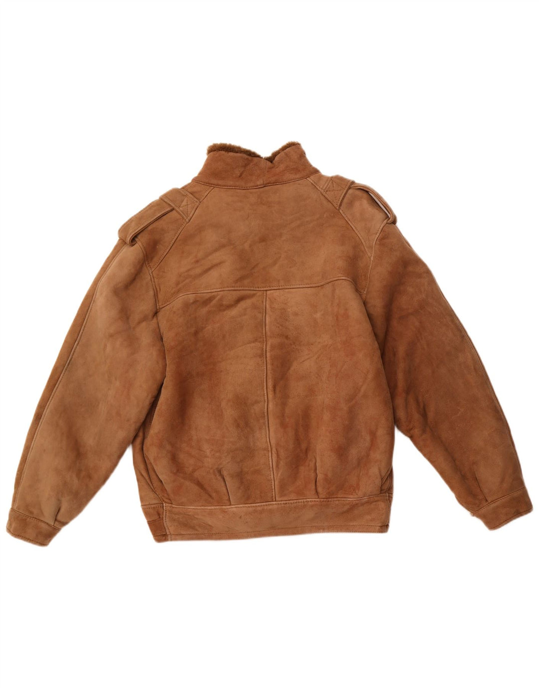 Męska kurtka wojskowa Shearling VINTAGE UK 40, duża, brązowa