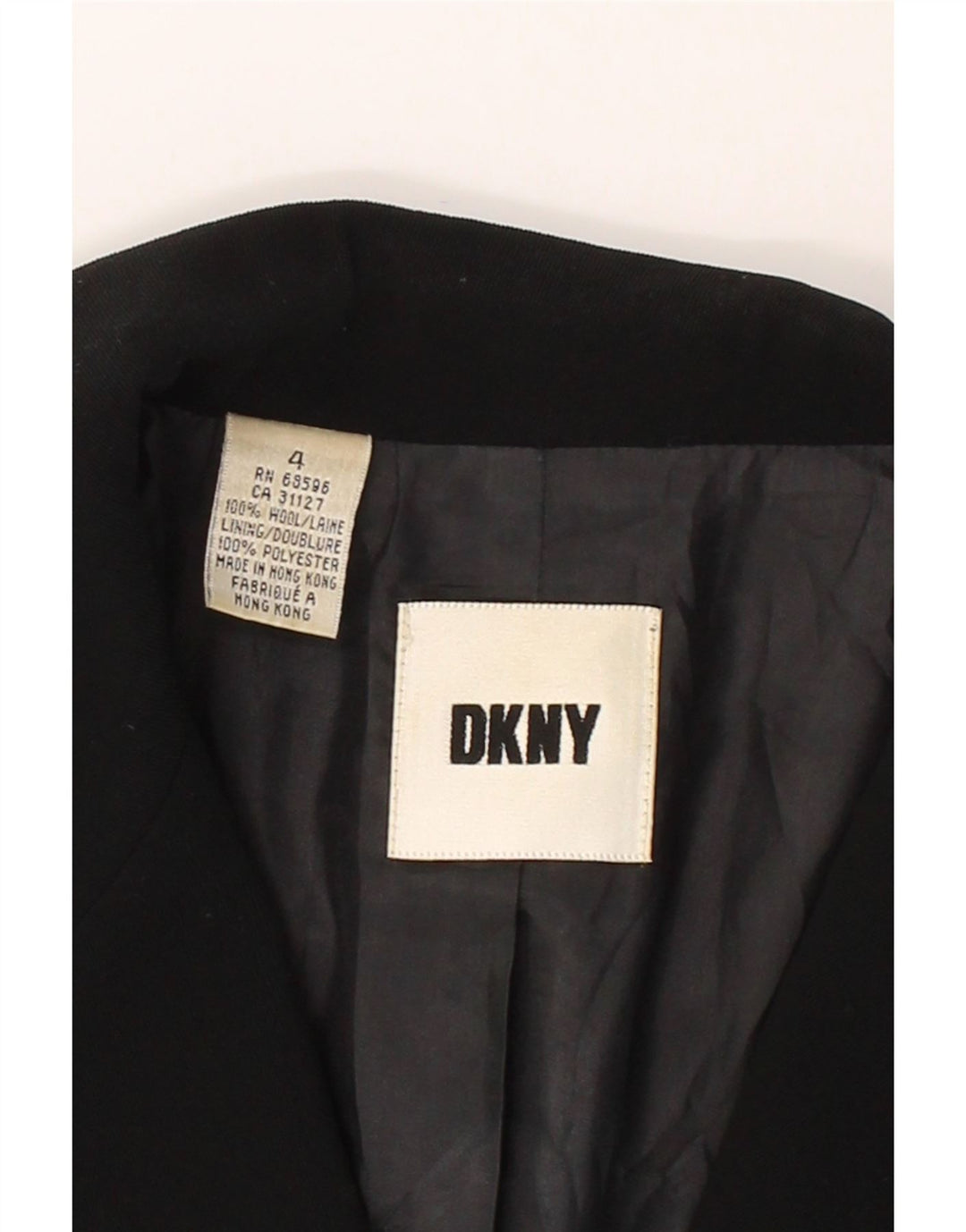 DKNY Womens 3 Button Blazer Jacket US 4 Small Black Wool Vintage Dkny and Second-Hand Dkny from Messina Hembry 