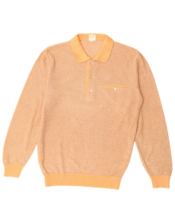 Damski sweter polo VINTAGE UK 14, średni pomarańczowy, bawełniany