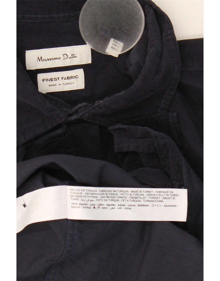 Męska koszula sztruksowa Massimo Dutti, duża, granatowa, bawełniana