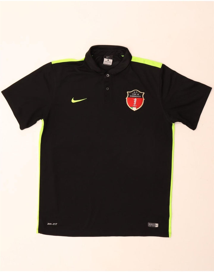 Męska koszulka polo Nike Dri Fit, duża, czarna, poliestrowa z blokami kolorów