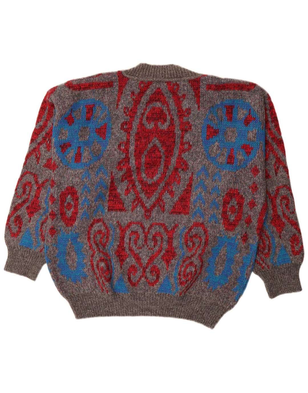 Męski sweter Fiume o luźnym kroju z dekoltem w kształcie litery V IT 50 Średni szary Paisley