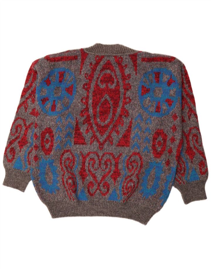 Męski sweter Fiume o luźnym kroju z dekoltem w kształcie litery V IT 50 Średni szary Paisley