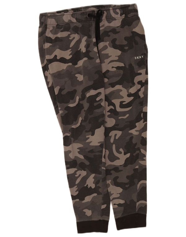 Damskie spodnie dresowe Dkny Joggers UK 14, duże, szare, bawełniane w kamuflażu