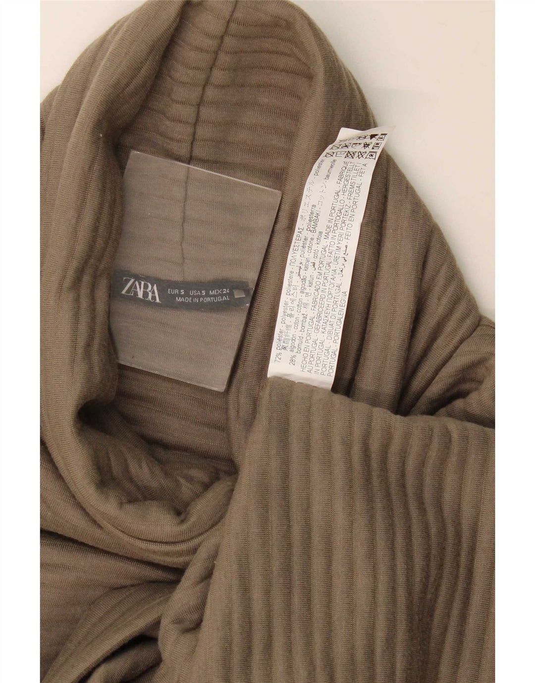 Damska sukienka oversize z rękawem 3/4 Zara, UK 10, mała, khaki, poliester