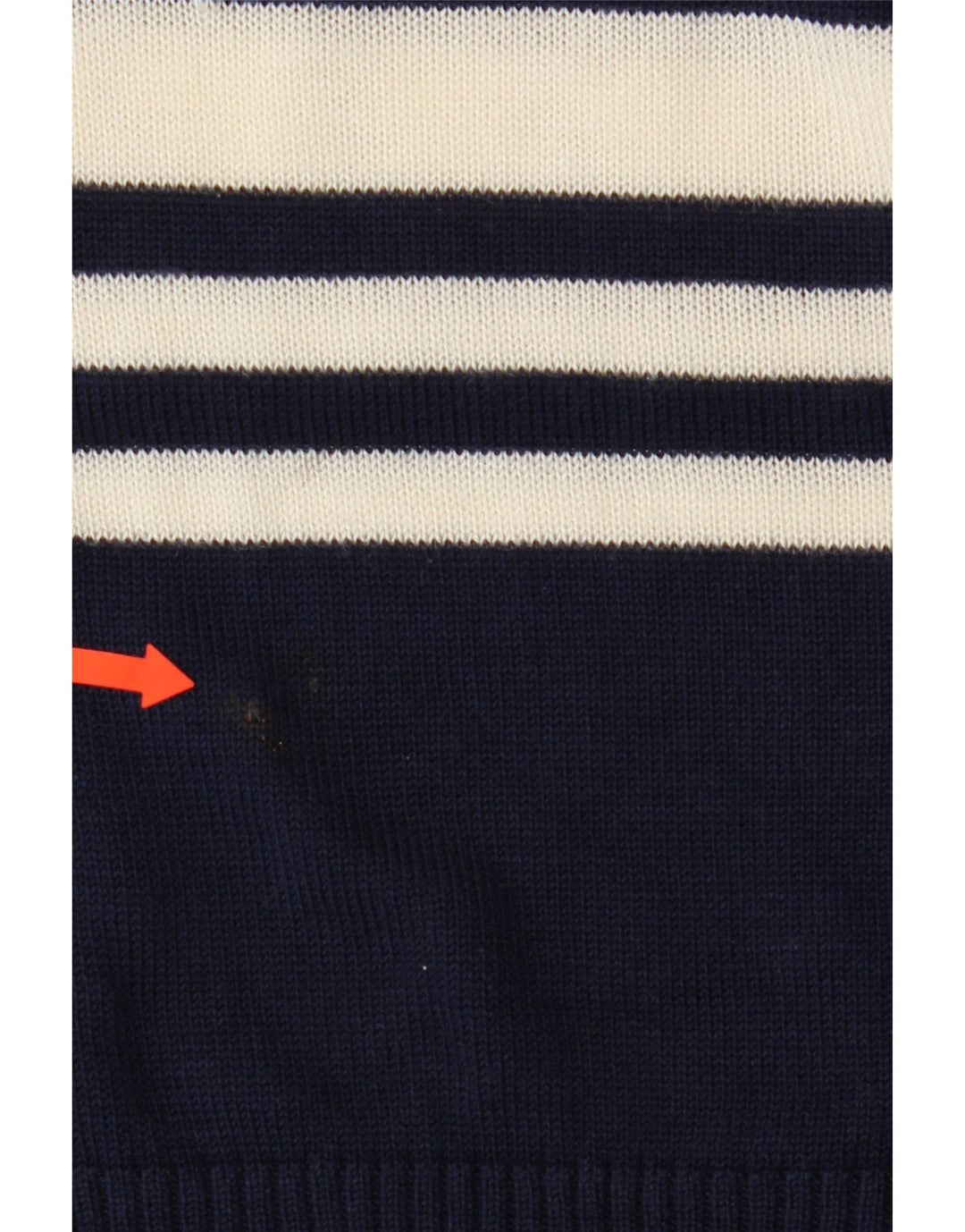 VINTAGE Mens Boat Neck Jumper Sweater Small Off White Striped Vintage Vintage and Second-Hand Vintage from Messina Hembry 