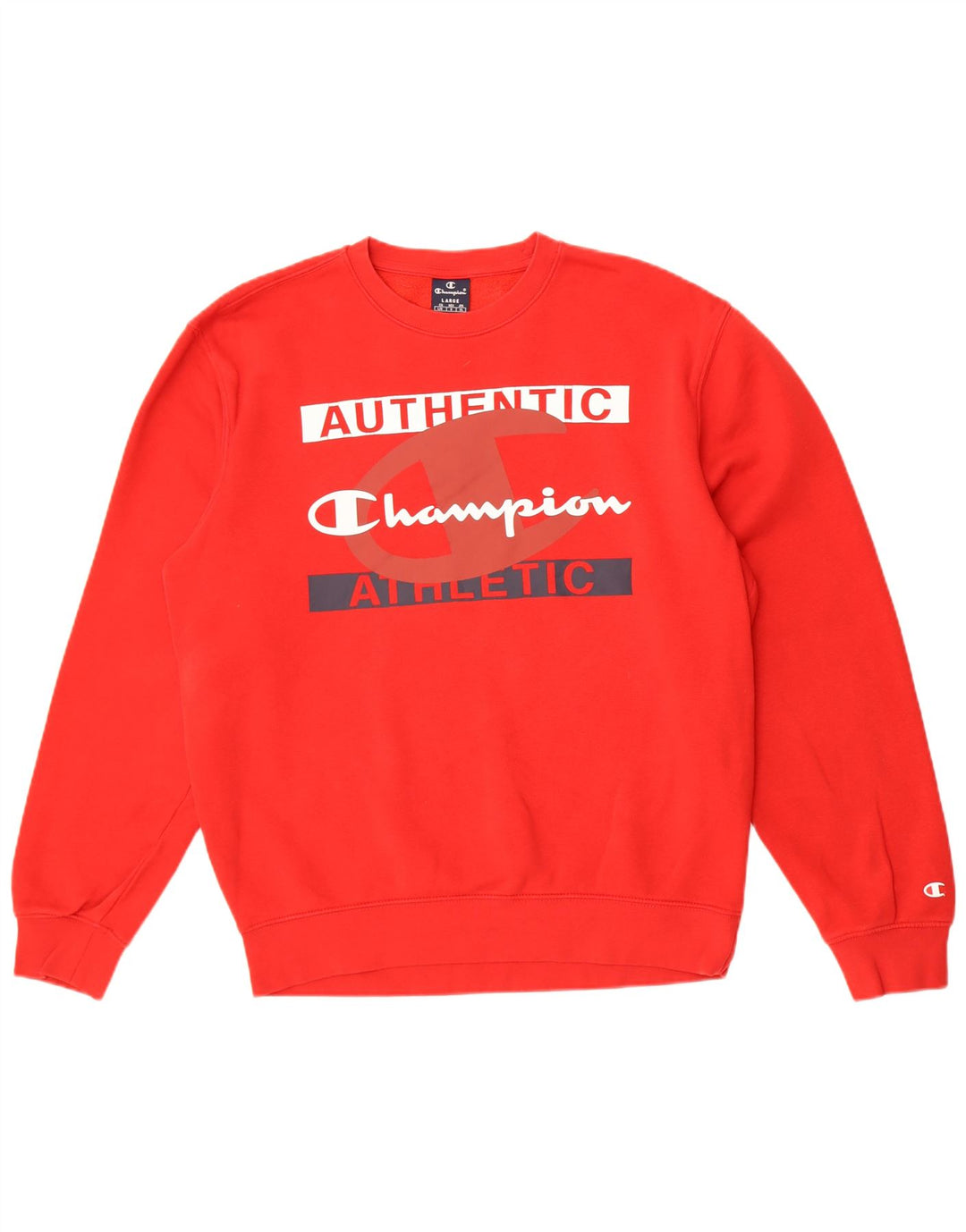Męski sweter z grafiką Champion, duży, czerwony, bawełniany