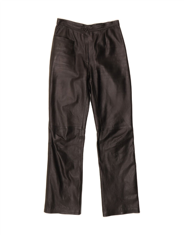 VINTAGE Womens Straight Leather Trousers W26 L29 Black Vintage Vintage and Second-Hand Vintage from Messina Hembry 