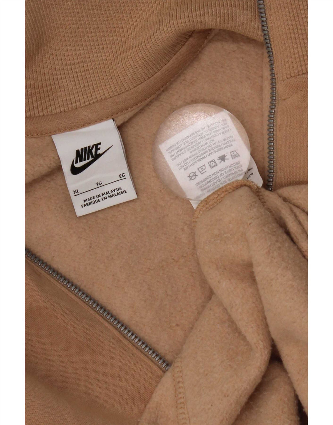 Męski sweter z zamkiem błyskawicznym Nike XL, brązowy, bawełniany