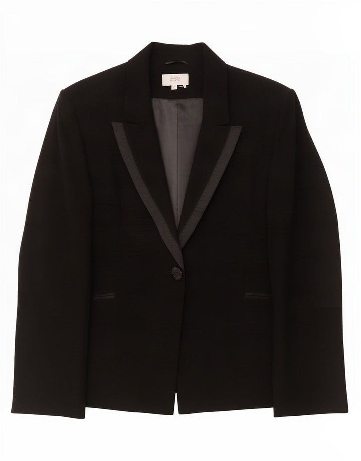 Marks & Spencer Damska marynarka zapinana na 1 guzik UK 22 3XL Czarny Acetat