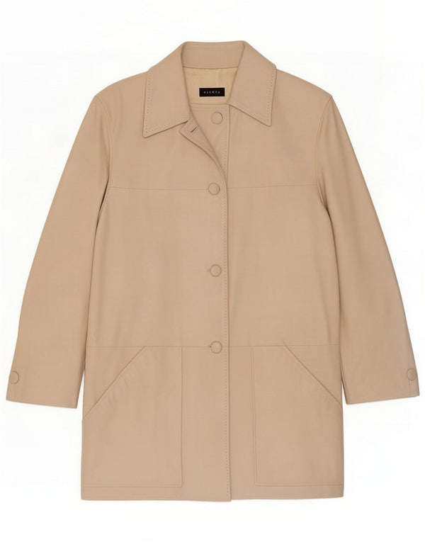 Elekta Damski płaszcz skórzany UK 12 Medium Beige