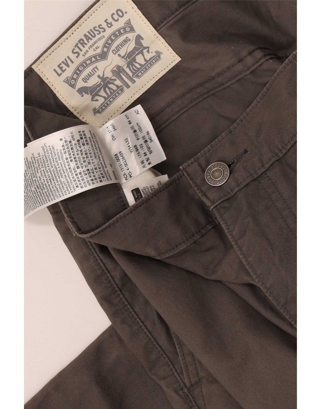 Męskie proste spodnie chino Levi's W34 L32 Szara bawełna