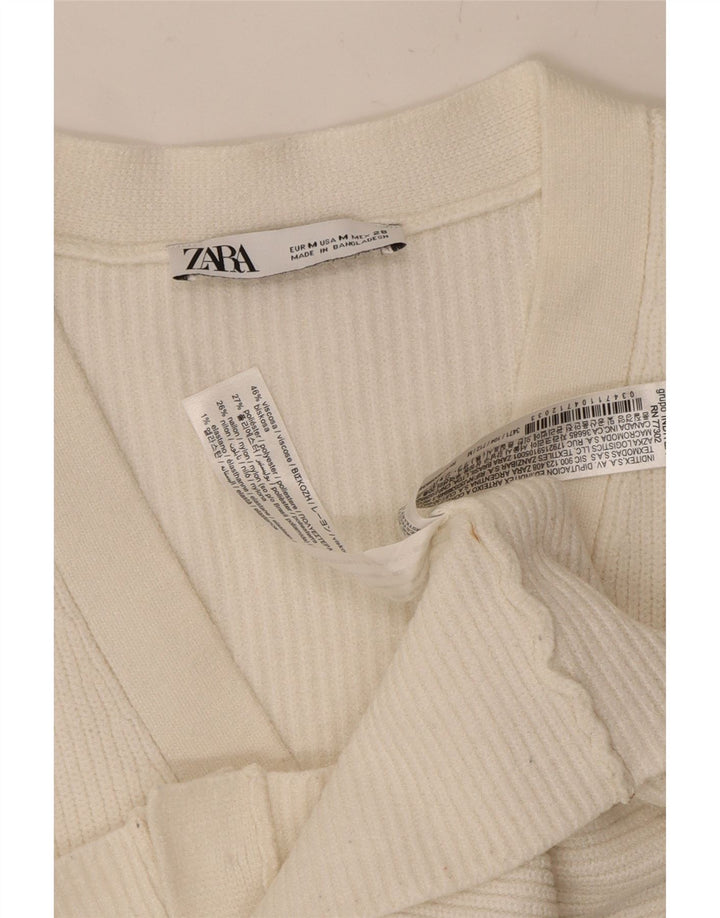 ZARA Womens Crop Cardigan Sweater UK 12 Medium White Viscose Vintage Zara and Second-Hand Zara from Messina Hembry 