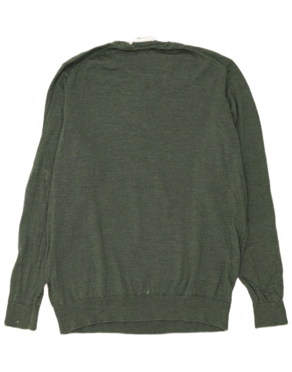 Męski sweter Lacoste z okrągłym dekoltem, rozmiar 7 2XL, zielona dziewicza wełna