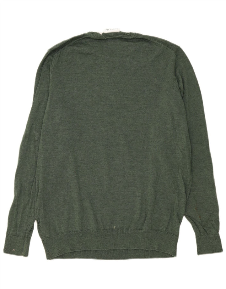 Męski sweter Lacoste z okrągłym dekoltem, rozmiar 7 2XL, zielona dziewicza wełna