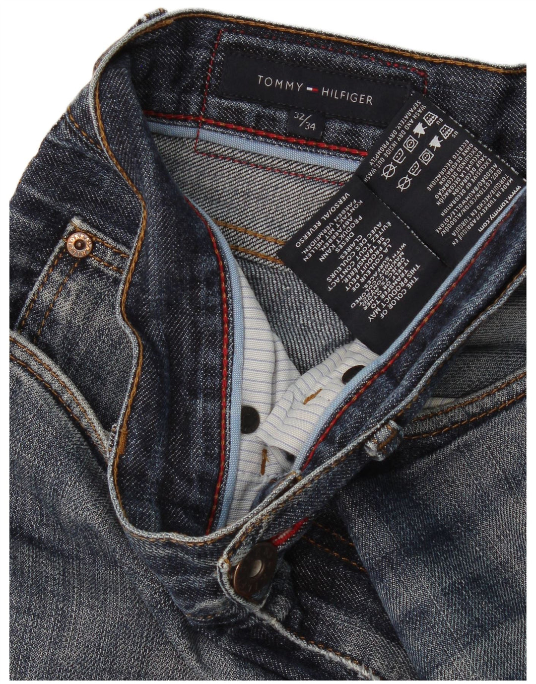Męskie proste dżinsy Tommy Hilfiger W32 L34 Niebieskie bawełniane