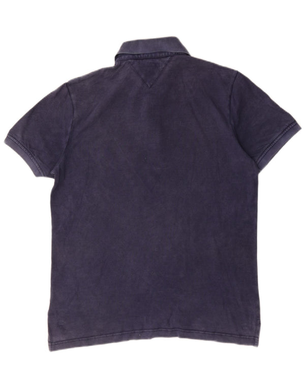 Męska koszulka polo Tommy Hilfiger Garment Dyed Slim Fit, duża, granatowa, bawełniana