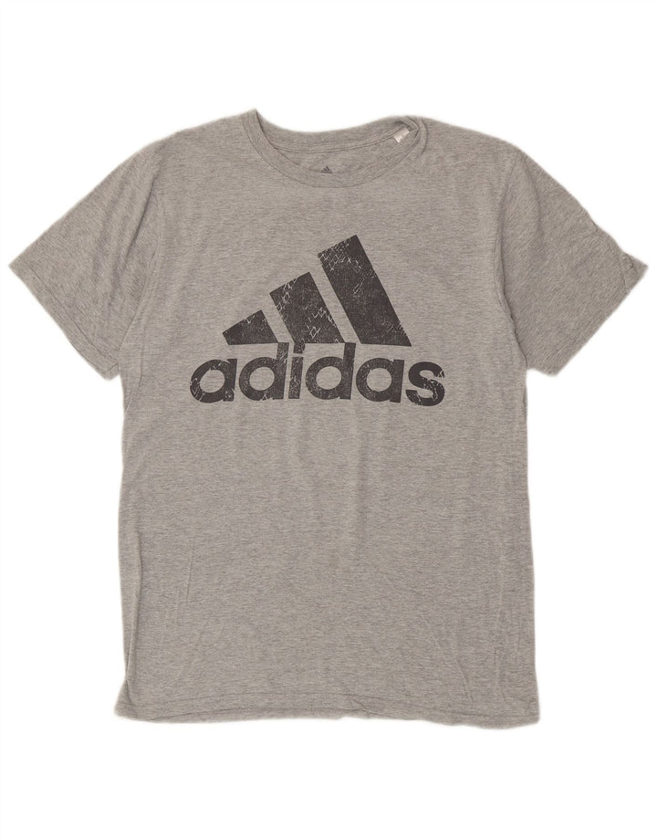 Męska koszulka z grafiką ADIDAS, średnia szara bawełna