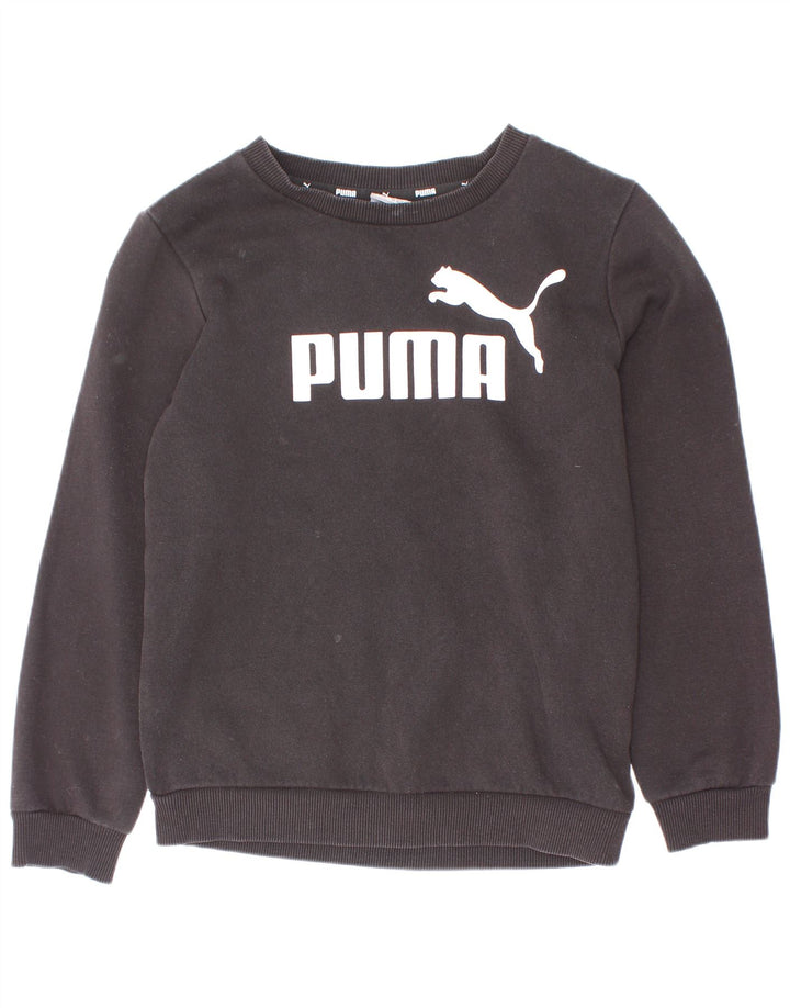 Chłopięca bluza z grafiką Puma, 7-8 lat, czarna bawełna
