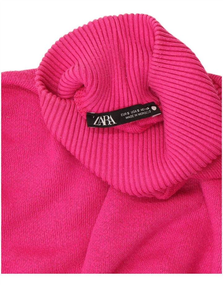 Damski sweter Zara Crop Oversize z golfem UK 10 Small Pink