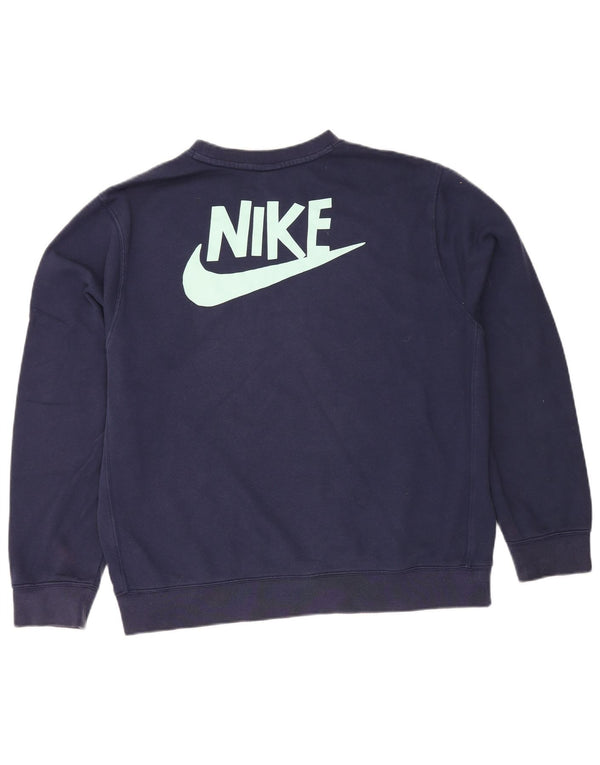 Męska bluza z grafiką Nike, średnia, granatowa, bawełniana