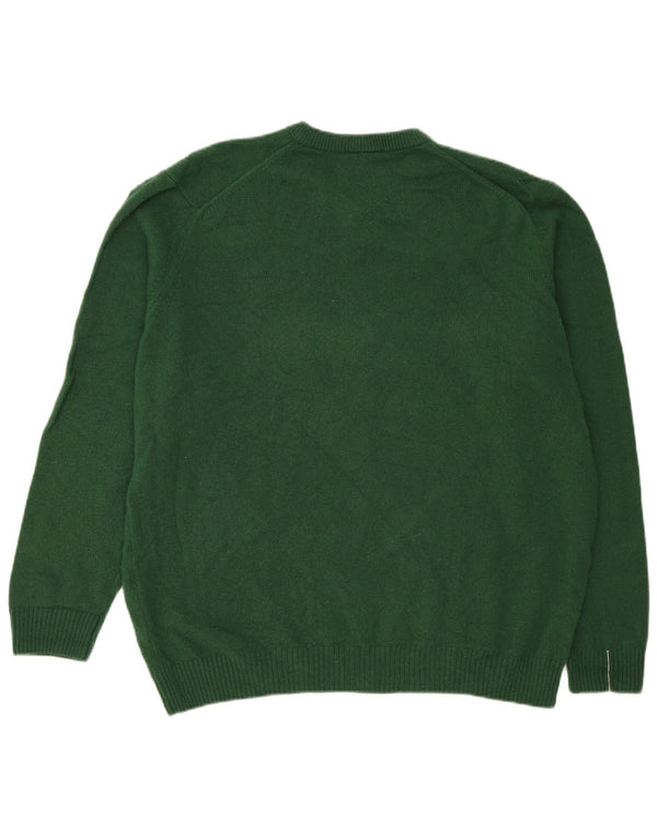 Lacoste Męski sweter o klasycznym kroju z dekoltem w kształcie litery V, rozmiar 7 2XL, zielona wełna