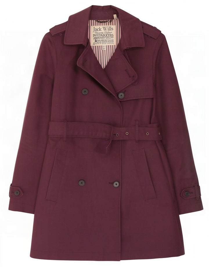 Jack Wills Damski trencz UK 10 Small, bordowa bawełna