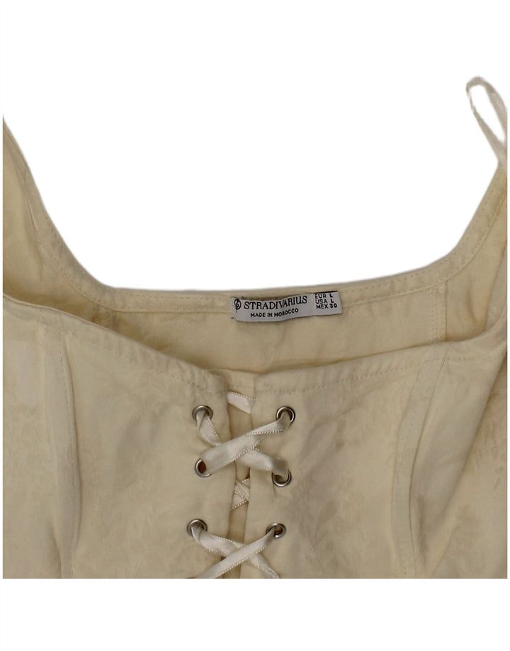 Damski gorsetowy top Stradivarius, duży, w kolorze złamanej bieli