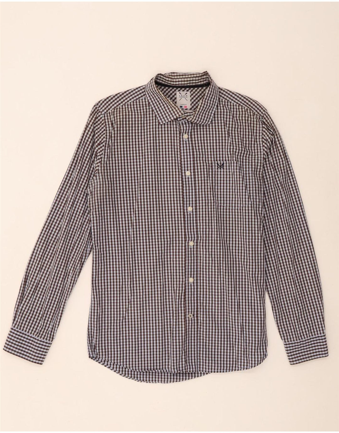 Koszula męska Crew Clothing, krój dopasowany, rozmiar L, brązowa krata, bawełna