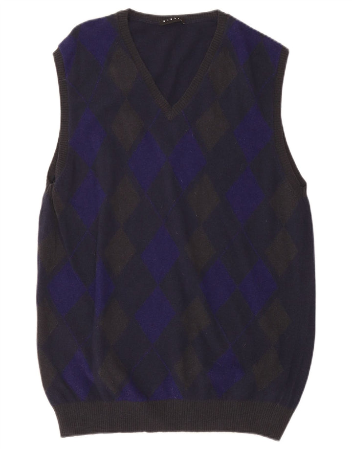 Tank top męski SISLEY XL w kolorze granatowym Argyle/diamentowa wełna