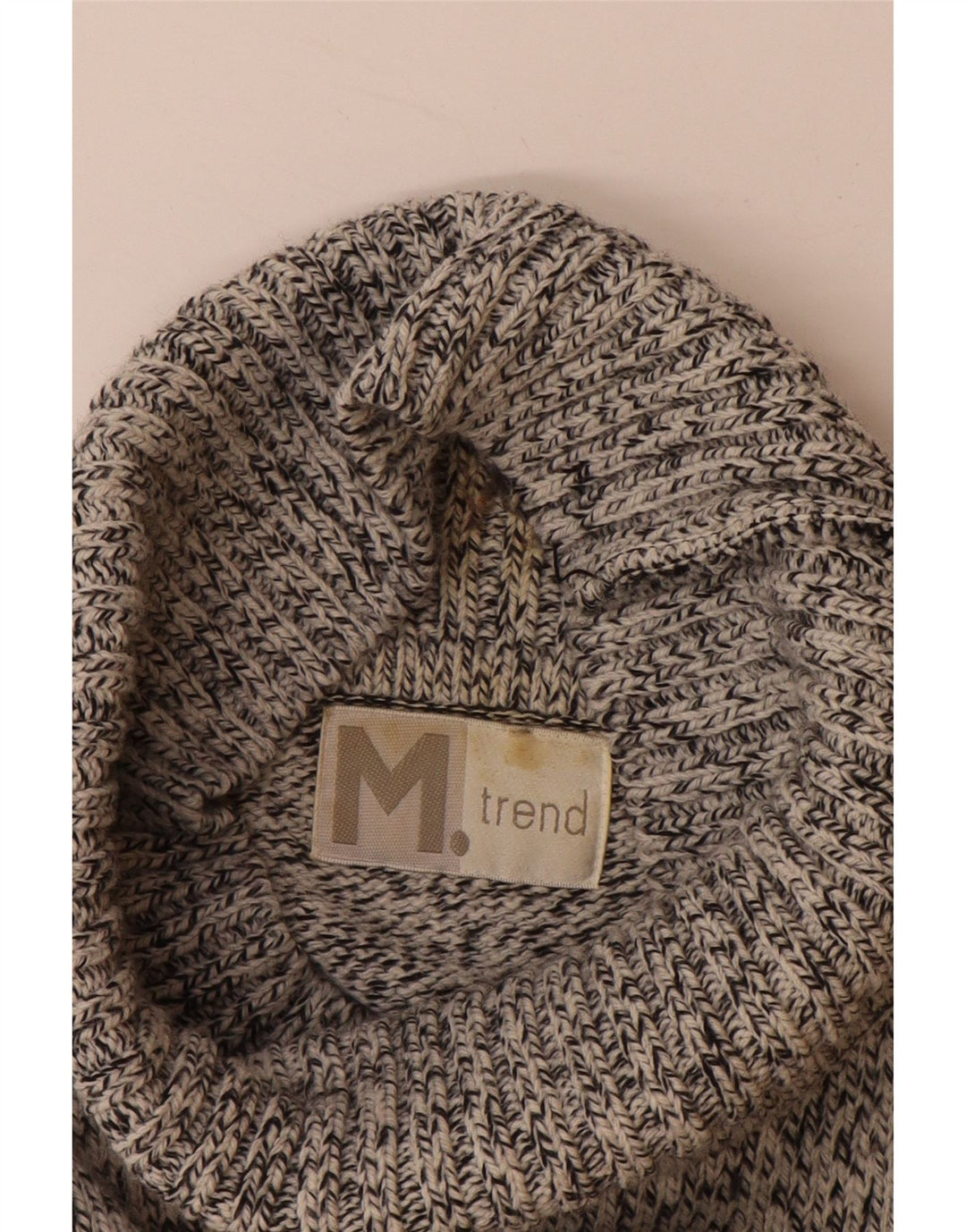 Męski sweter z wywijanym dekoltem VINTAGE 2XL, szary, akryl Fair Isle