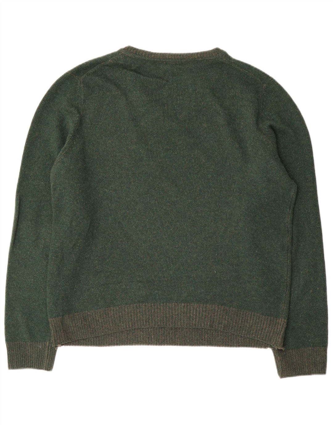 Męski sweter Massimo Dutti z dekoltem w kształcie litery V, średniej wielkości wełna w kolorze zielonym