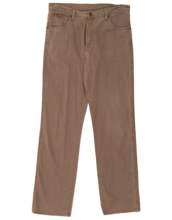 Męskie proste spodnie codzienne Wrangler W34 L32 Brązowa bawełna