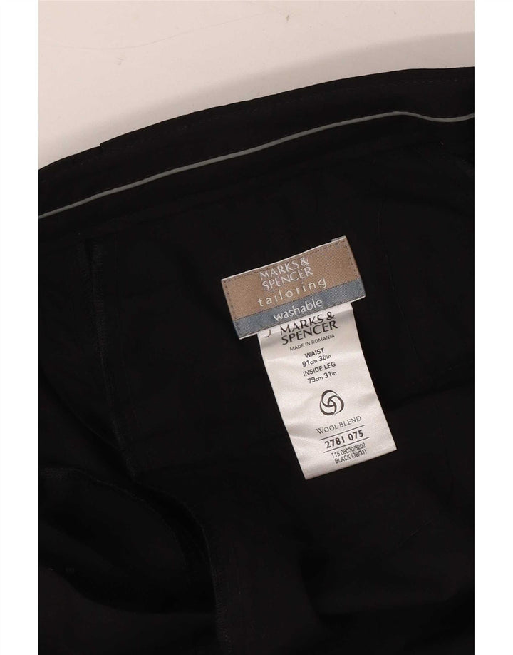Marks & Spencer Męskie spodnie garniturowe W36 L31 Czarny poliester