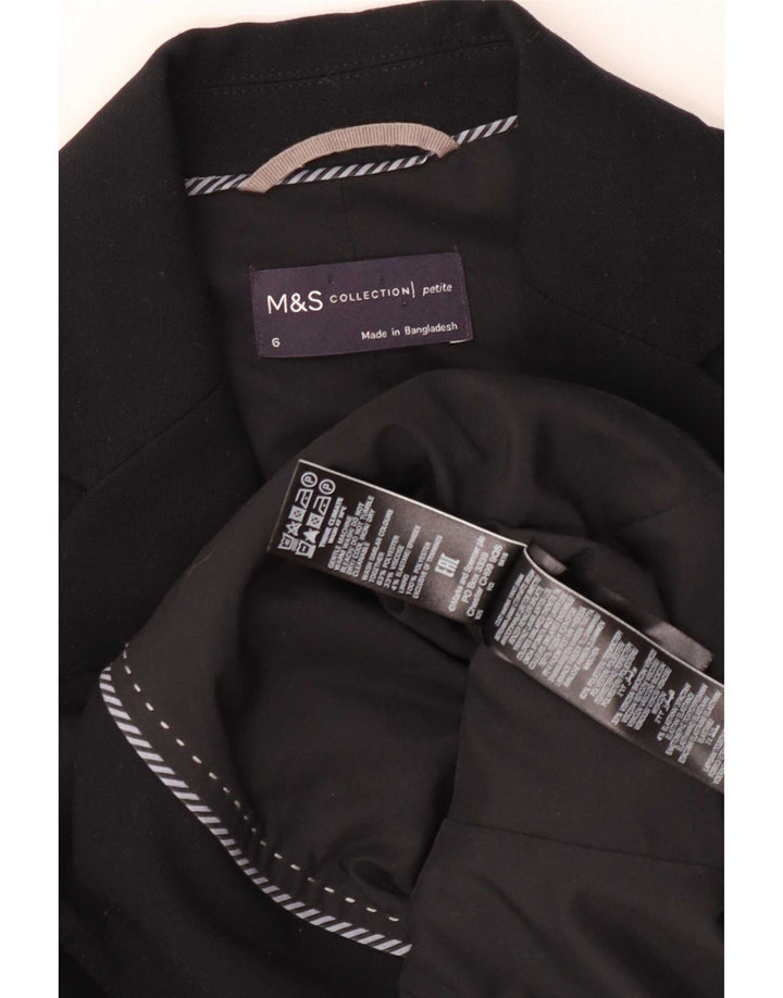 Marks & Spencer Damska marynarka zapinana na 2 guziki, UK 6 XS, czarna, poliester