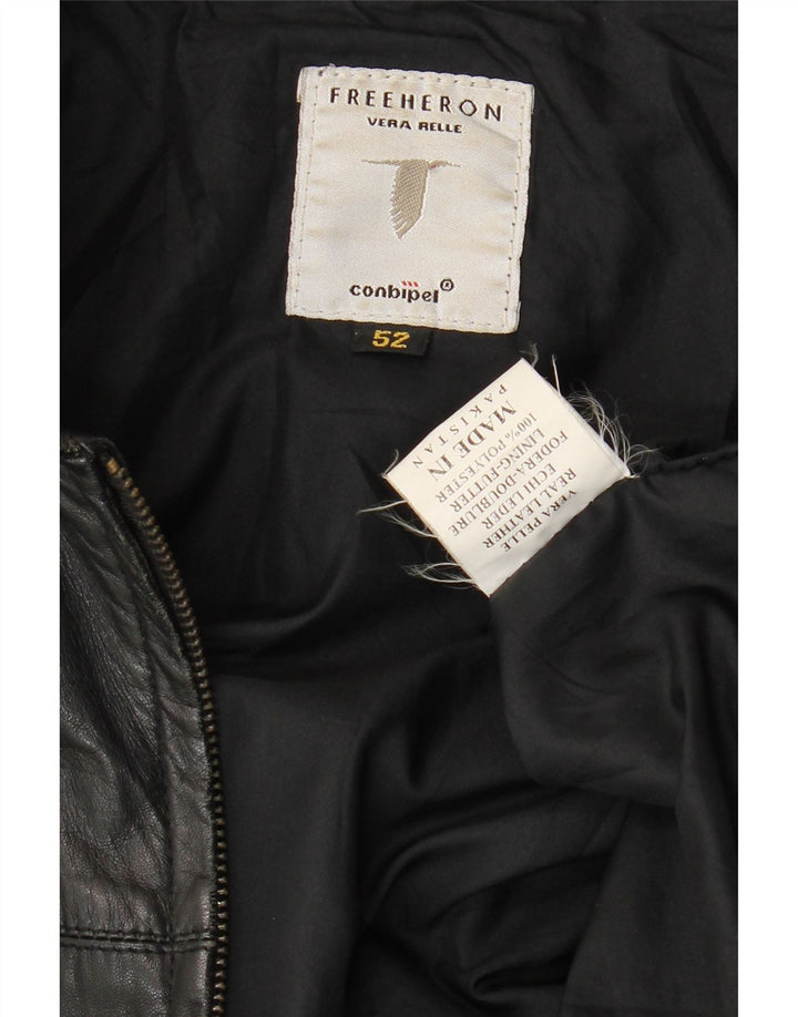 Conbipel Męska kurtka skórzana IT 52 duża czarna skóra