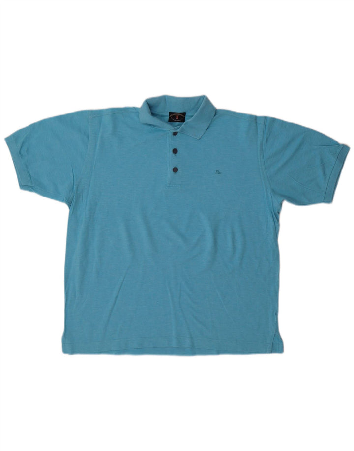 AMERIGO VESPUCCI Mens Polo Shirt Large Blue Cotton